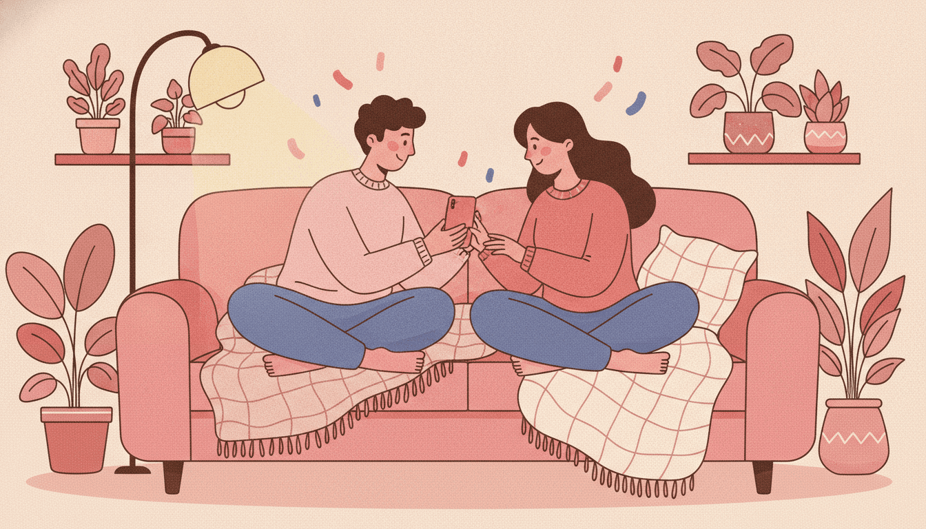 Couple playing Gameyard on the sofa