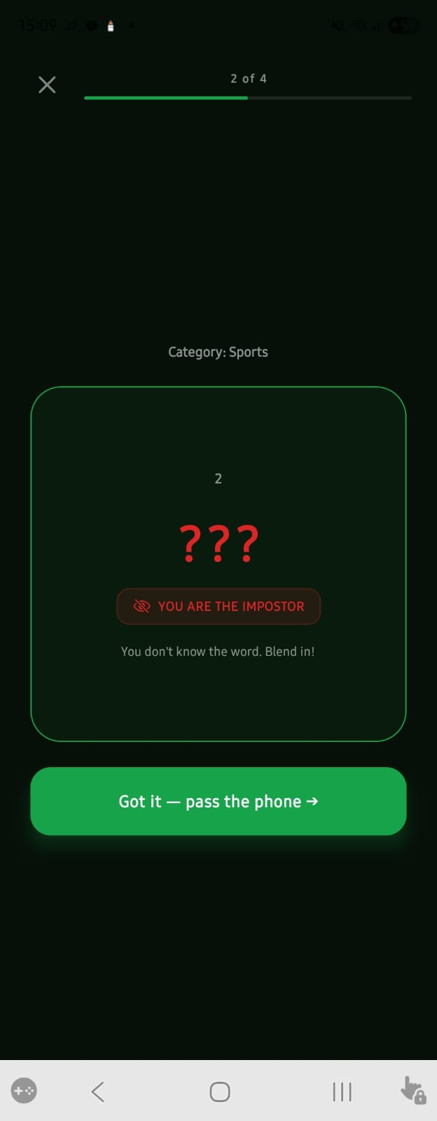 Impostor game screen
